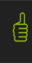 Thumbs-up icon with green outline on grey background.